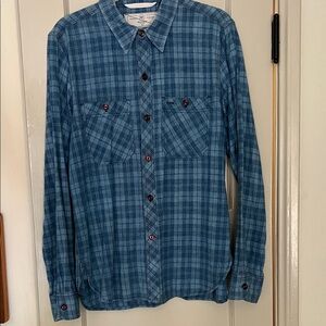 RGT Rouge Territory Blue Plaid Men's Work Shirt